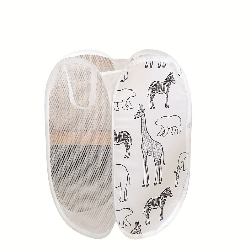 Multfilm mavzusi bilan bezatilgan tarmoq kir yuvish qutisi, tutqichlar bilan kiyimlar va o'yinchoqlar uchun, yig'iladigan saqlash savati