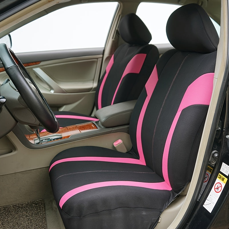 Pink Car Seat Cover Set for Women 9pcs Airbag Compatible Plush Polyester
