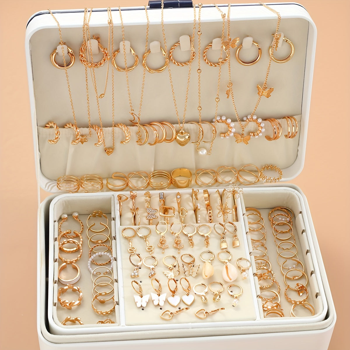 Women’s Jewelry Set 120 Pieces Earrings Rings Necklaces Heart Butterfly Geometric