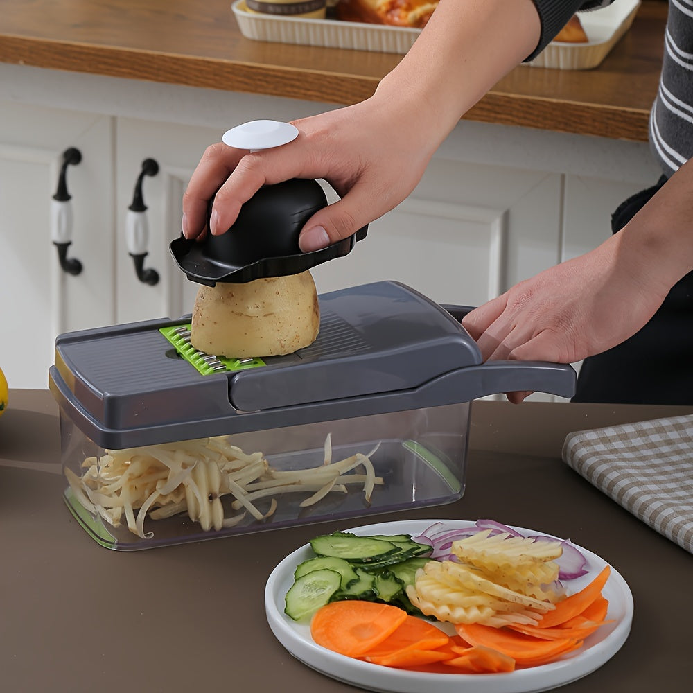 26-piece vegetable chopper set with interchangeable blades manual slicer shredder kitchen gadget