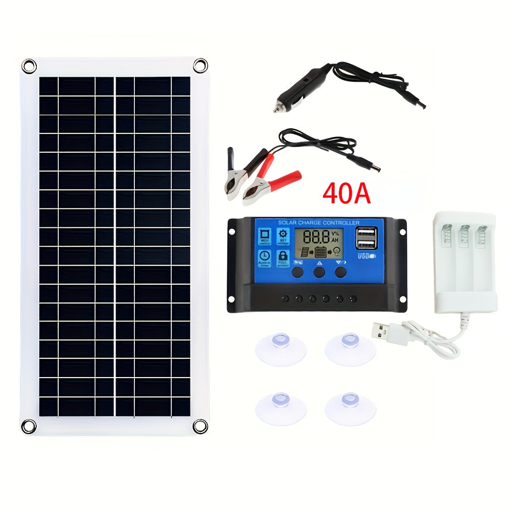 Портативный комплект солнечных панелей 12В 18В с USB-зарядкой для телефона, автодома, автомобиля, на открытом воздухе