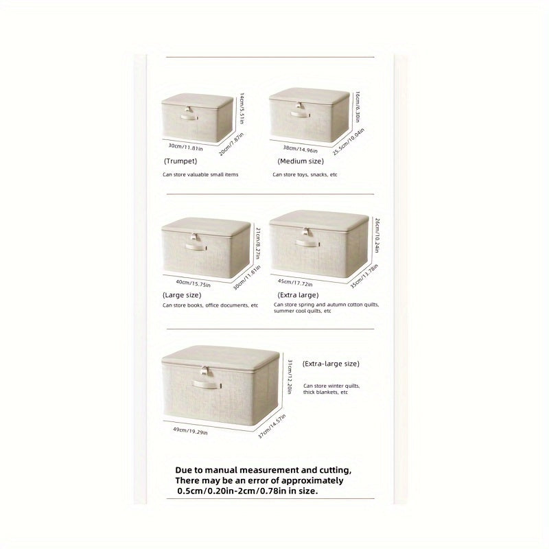 Oxford Cloth Storage Box with Lock Collapsible Clothes Organizer Under-Bed Wardrobe Partition