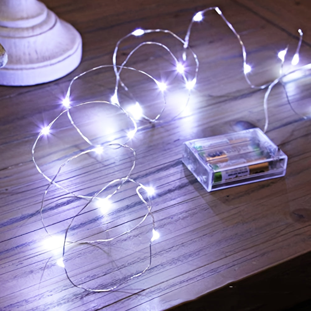 Luces de hadas LED alimentadas por batería, blanco cálido, cable de cobre, luces de cuerda con cielo estrellado para decoración interior