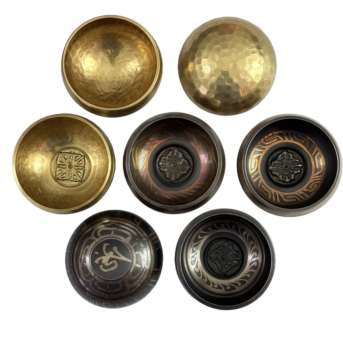 3.15 dyuymli ovozli chashka meditatsiya yoga uchun aksessuarlar bilan qora, sariq, oltin