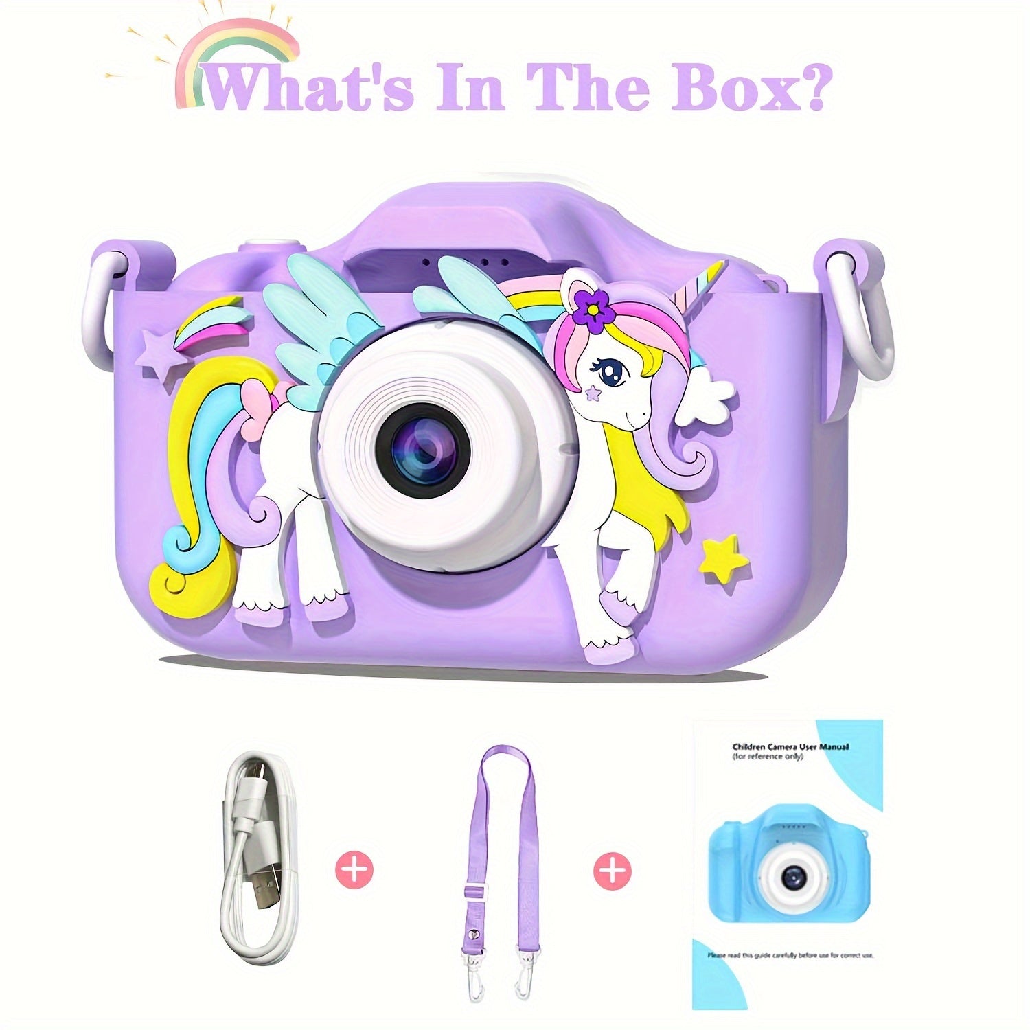 Kids Digital Camera for Boys and Girls Ages 3-12 Rechargeable Silicone Purple Selfie Camera
