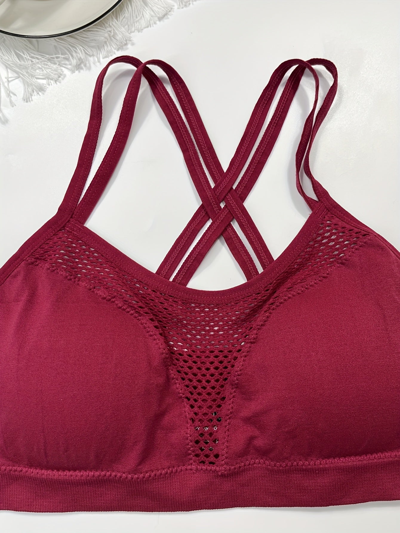 Спортивный бюстгальтер для женщин больших размеров с перекрещенными спинками, дышащий, для фитнеса, бега и йоги