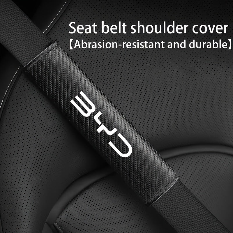 2 Pcs Car Seat Belt Shoulder Pads PU Leather Carbon Fiber Style Cushion for Comfort