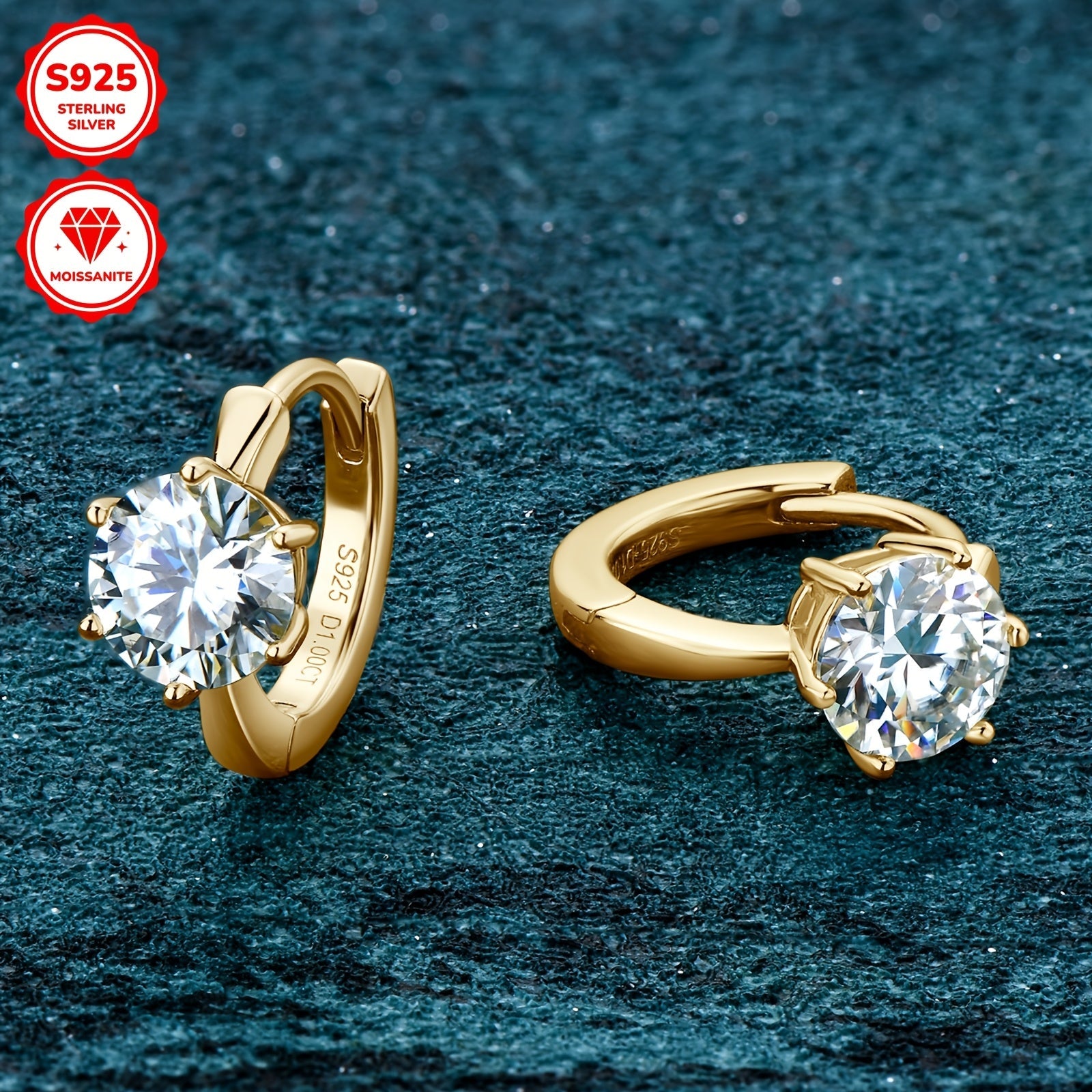 Sterling Silver Earrings with Mozambique Stones 6.5mm D Color Prong Set