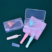 Baby Nasal Aspirator Set with Booger Clip 3 Pieces for Nose Ear Navel Care Pink Blue