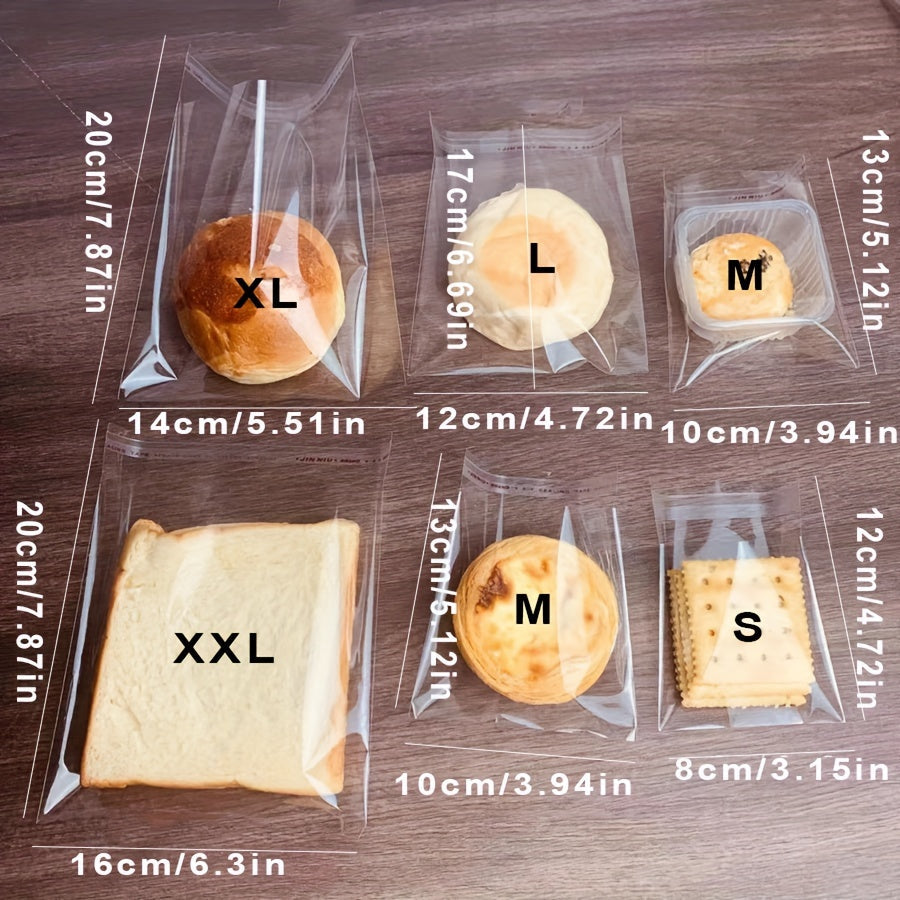 Juego de 100 bolsas transparentes OPP para panes, pasteles, galletas y postres