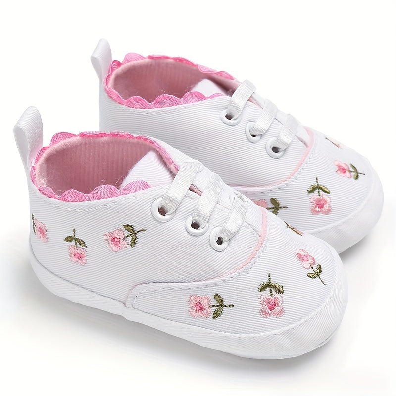 Baby Girl's Flower Pattern Non-Slip Walking Shoes for Infants Outdoor Activities