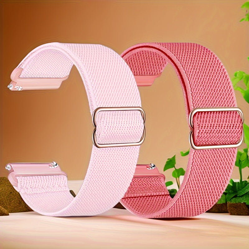 2-Pack Elastic Nylon Watch Bands for Men Women 18mm 20mm 22mm Non-Water Resistant