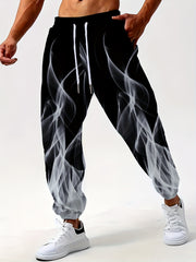 Мужские спортивные штаны большого размера с дышащей тканью, эластичным поясом на шнурке и рельефным принтом для спорта, бега и отдыха