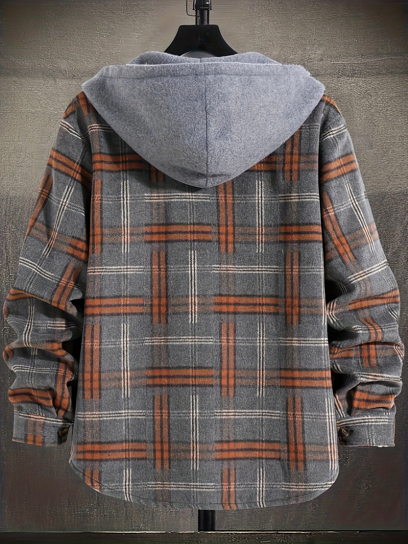 Men's Harajuku Style Plaid Hoodie with Color Matching Splicing