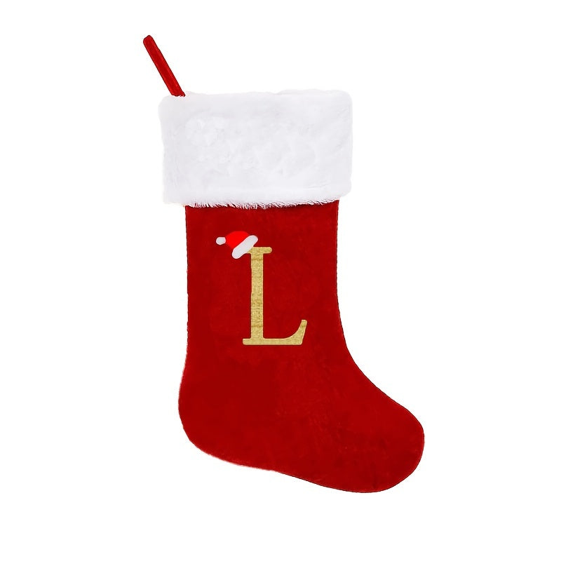 Red Velvet Christmas Stocking with White Cuff Embroidered Holiday Decor