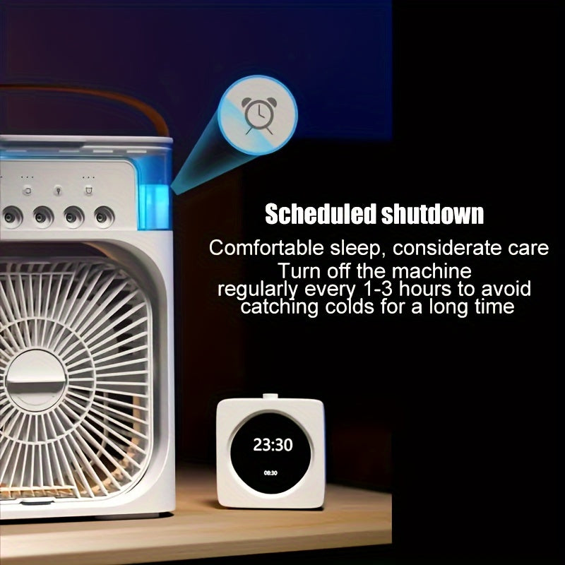 5-in-1 1200ML Desktop Electric Fan with Humidification and 5-Speed Air Conditioner USB Type-C