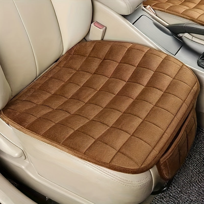 Gray Quilted Memory Foam Car Seat Cushion All-Season Non-Slip Portable