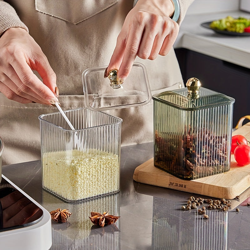 Airtight Stainless Steel Kitchen Storage Jar with Spoon for Coffee Sugar Tea Salt Candy Spices