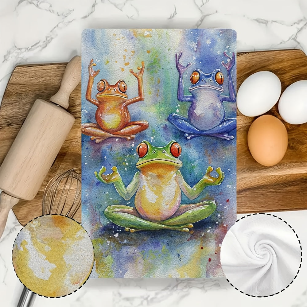 O'yin-kulgili Yoga qurbaqalar oshxona sochiqlari, juda yumshoq, yaxshi o'ziga xoslik, 40x60 sm