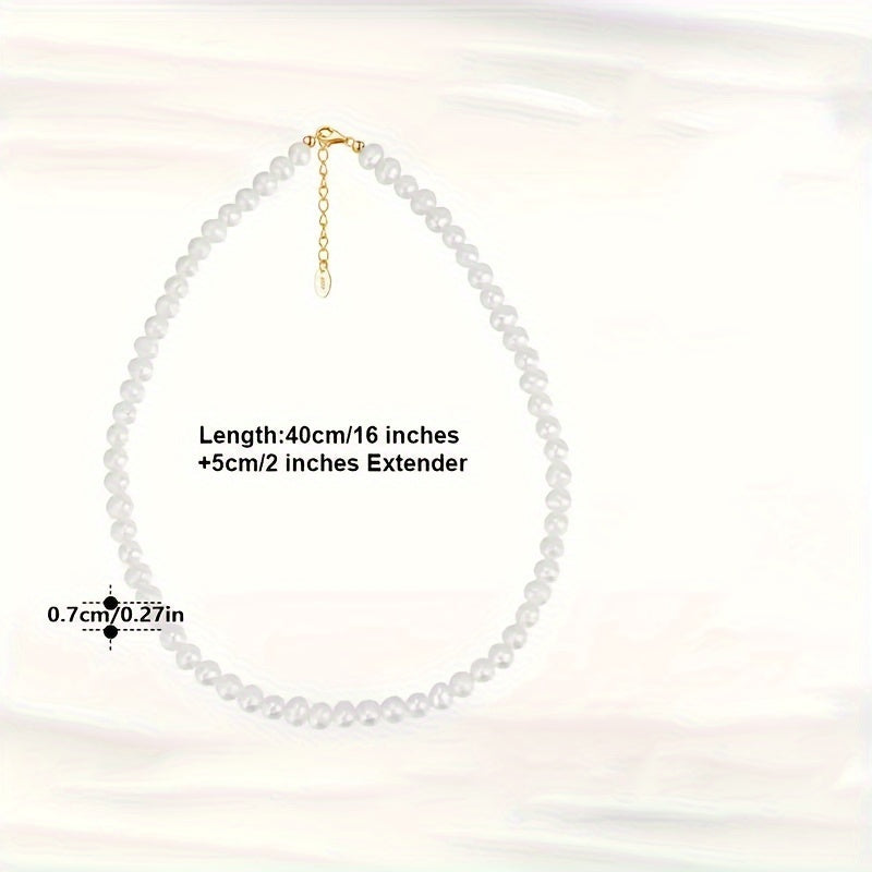 Sterling Silver Pearl Necklace for Women Minimalist Elegant Gift