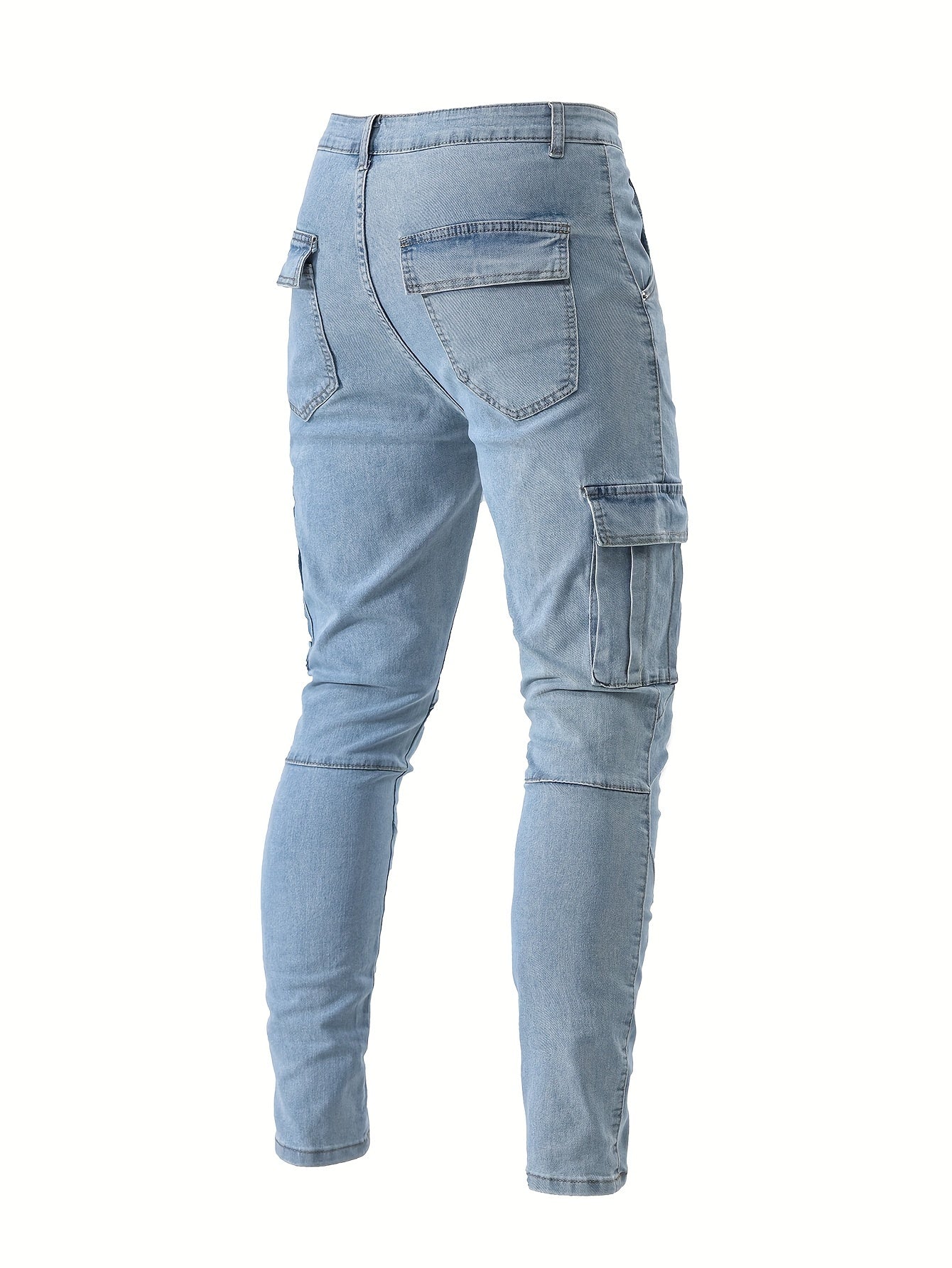 Men's Slim Fit Cargo Jeans Stretch Denim Multi-Pocket All-Season Street Style