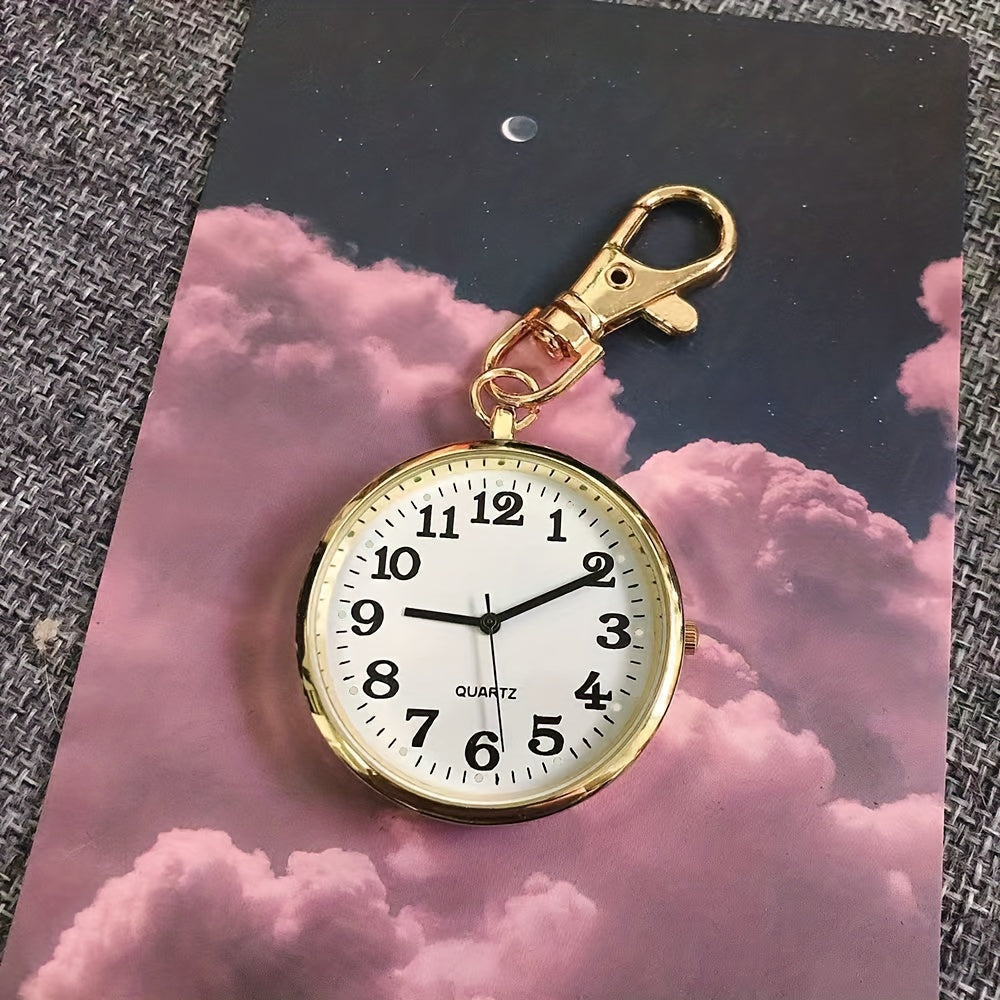 Large Number Nurse Exam Quartz Waterproof Pocket Watch with Key Chain for Students