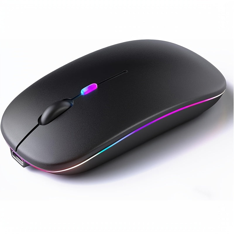 Wireless Slim Mouse with 2.4G and Bluetooth, Rechargeable, USB Receiver