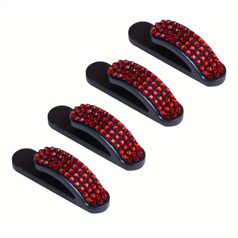 4 Pcs Bling Car Hooks Adhesive Rhinestone Auto Organizer for Keys USB Cables