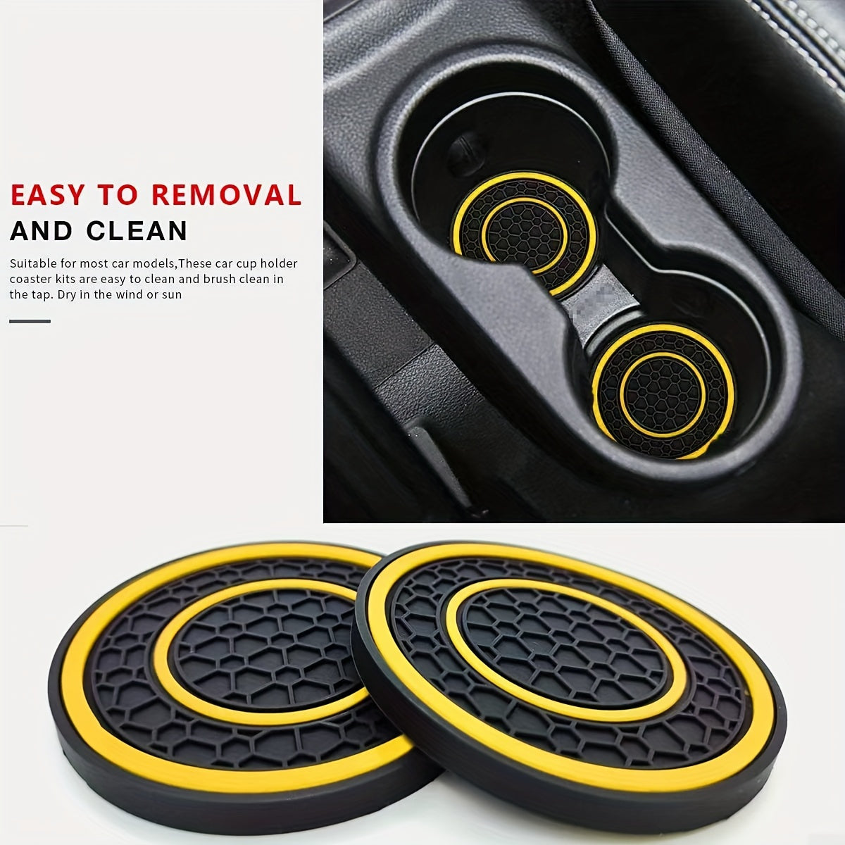 2 Pack Car Cup Holder Coasters Non-Slip Dustproof Interior Accessories
