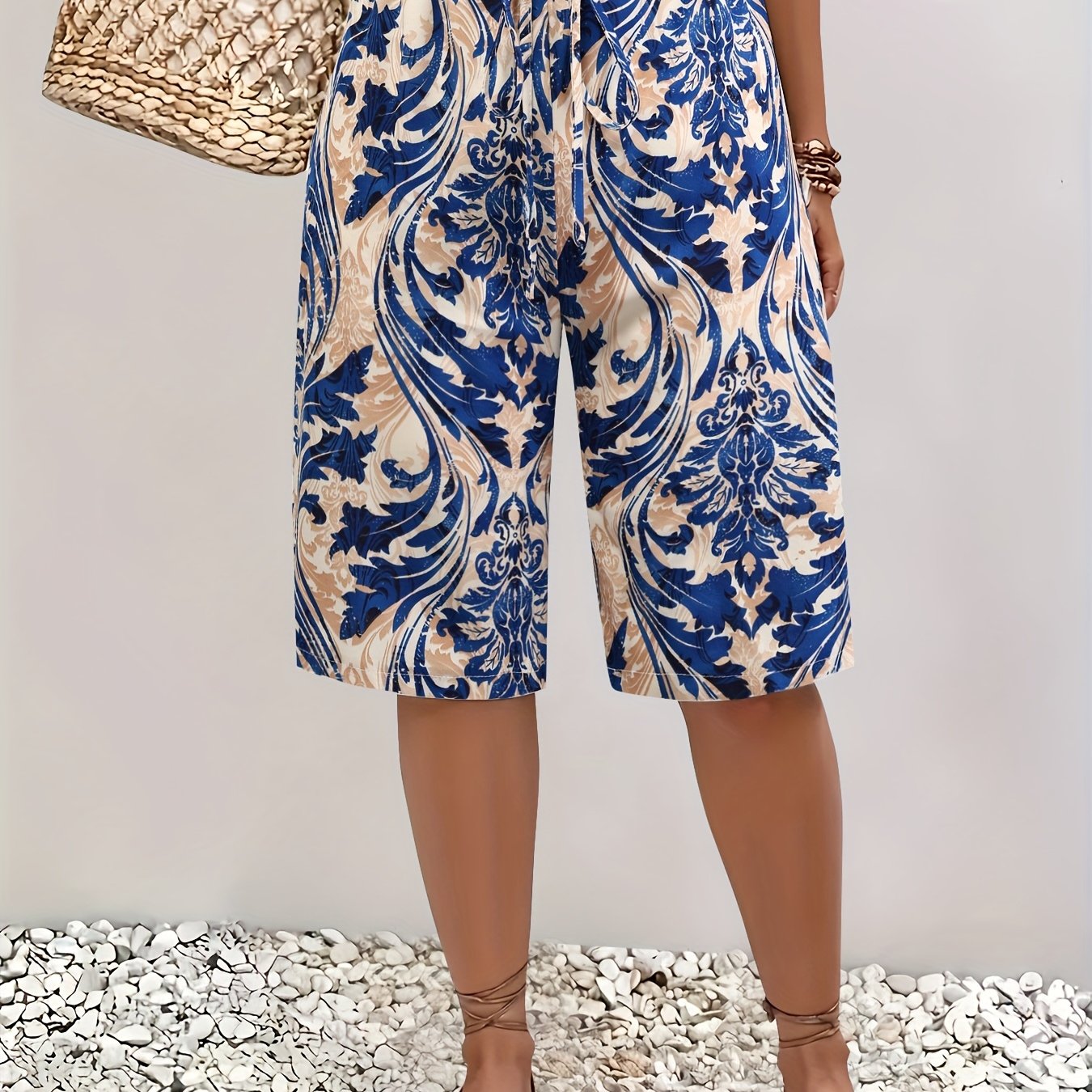 Брюки женские больших размеров с цветочным принтом, повседневные, легкие, дышащие, летняя одежда для отпуска