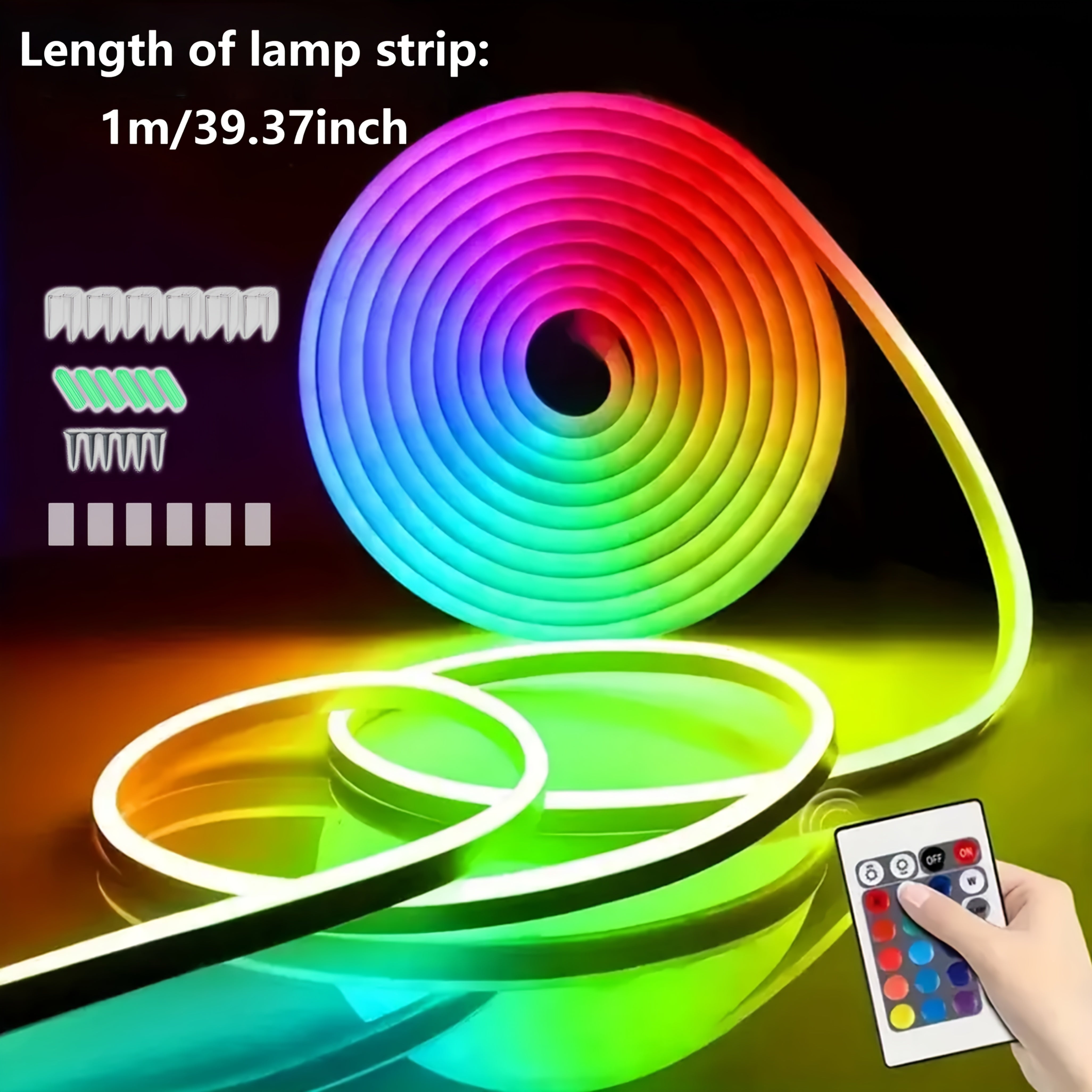 RGB Neon Light Strip USB Powered Remote Control Multicolor for Parties Holidays and Valentine's Day