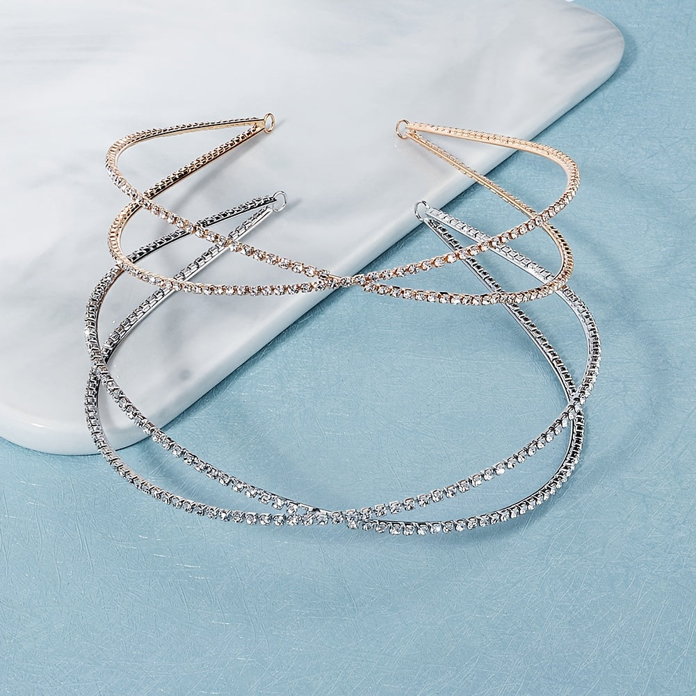 Personalized Rhinestone Cross Head Hoop Hair Accessory for Bridal and Wedding