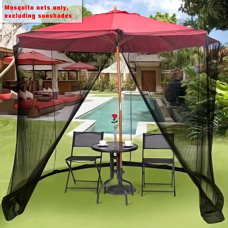 Patio Umbrella Cover Mosquito Net with Double Zipper Door and Adjustable Drawstring for 3.05 Meter Outdoor Garden Umbrellas