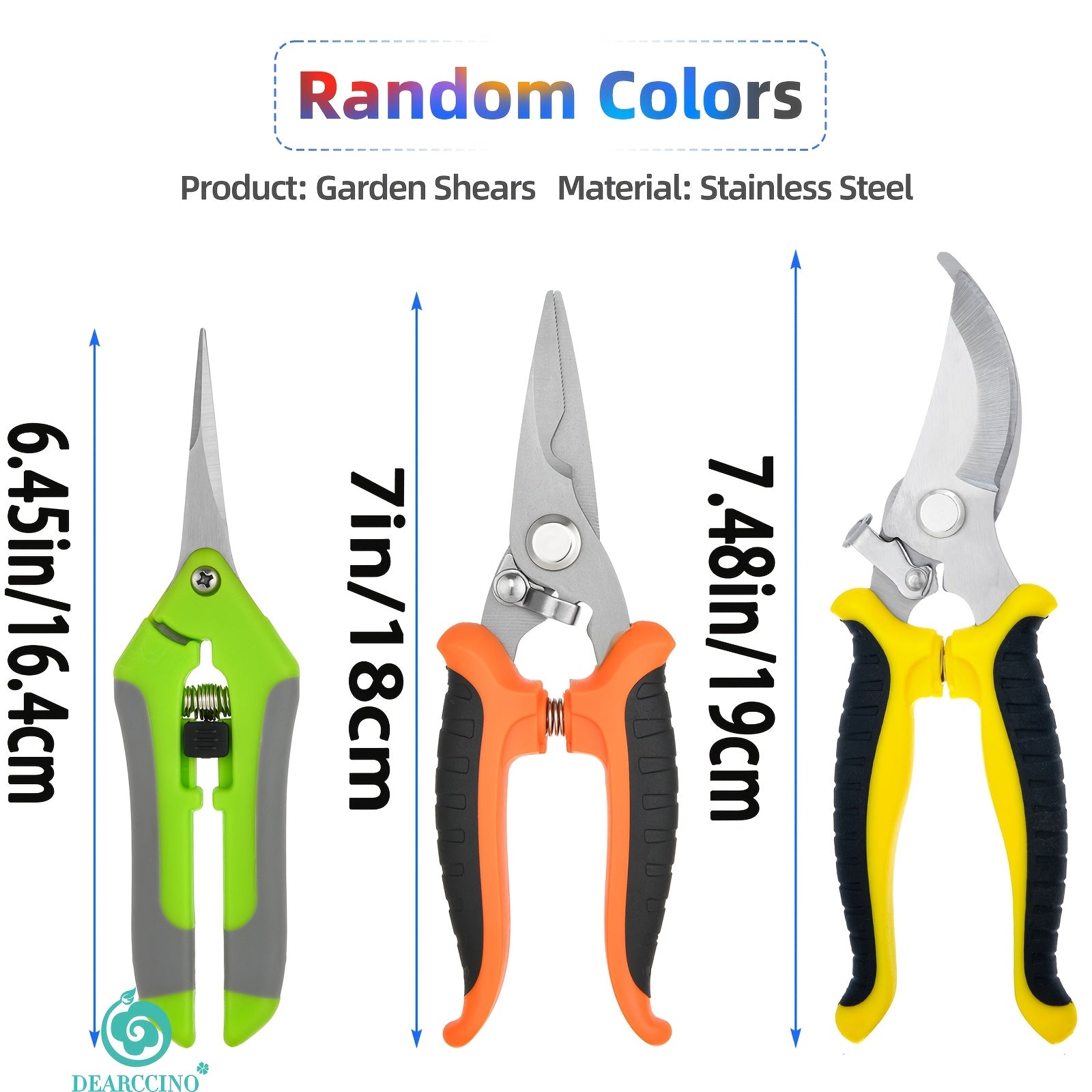 Set of 3 Stainless Steel Garden Pruning Shears Modern Durable for Trimming and Gardening