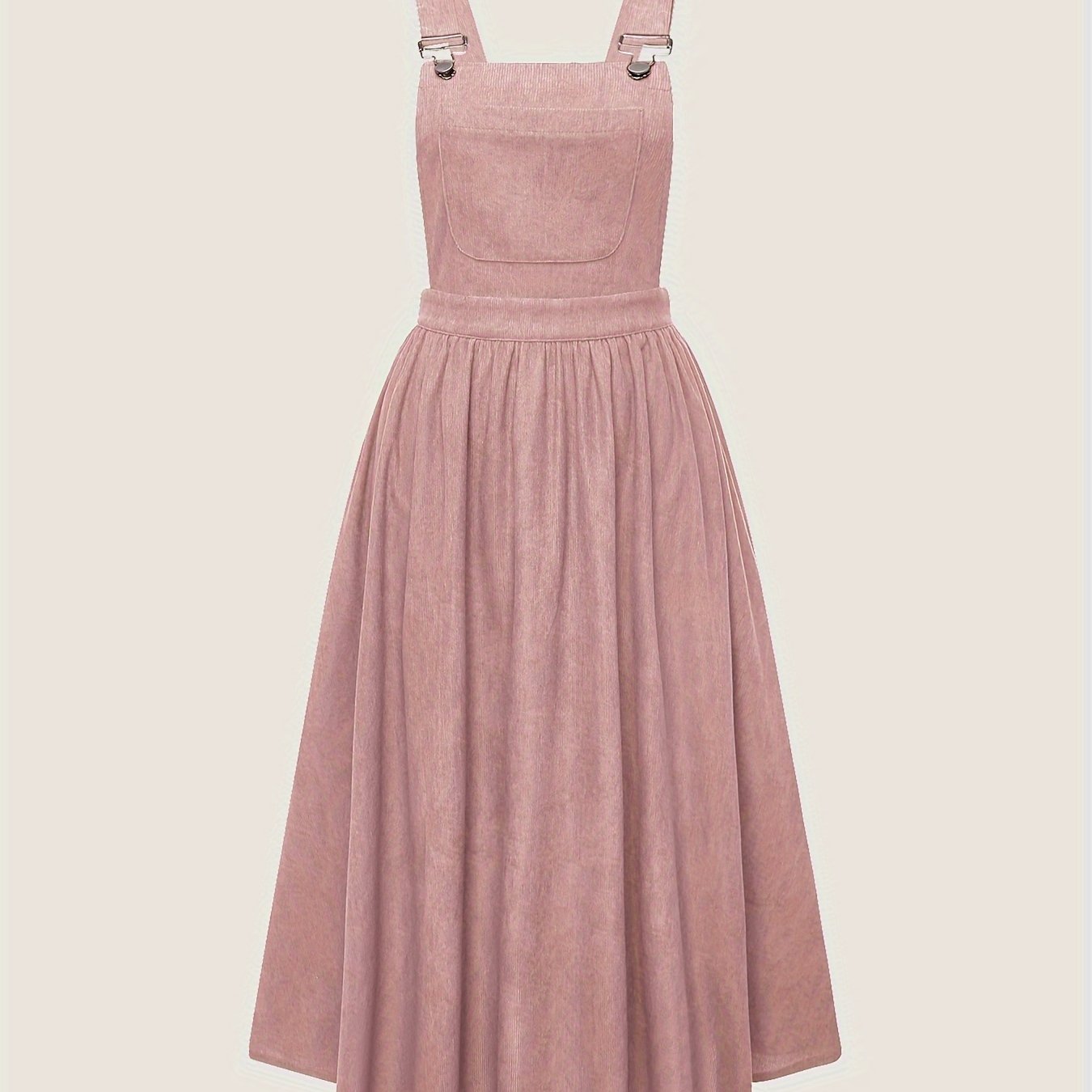 Women's Wide Strap Pinafore Dress with Patched Pocket and Backless Design for Summer