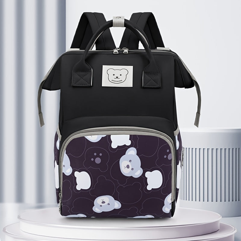 Lightweight Waterproof Baby Backpack with Bear Motif for Moms on the Go