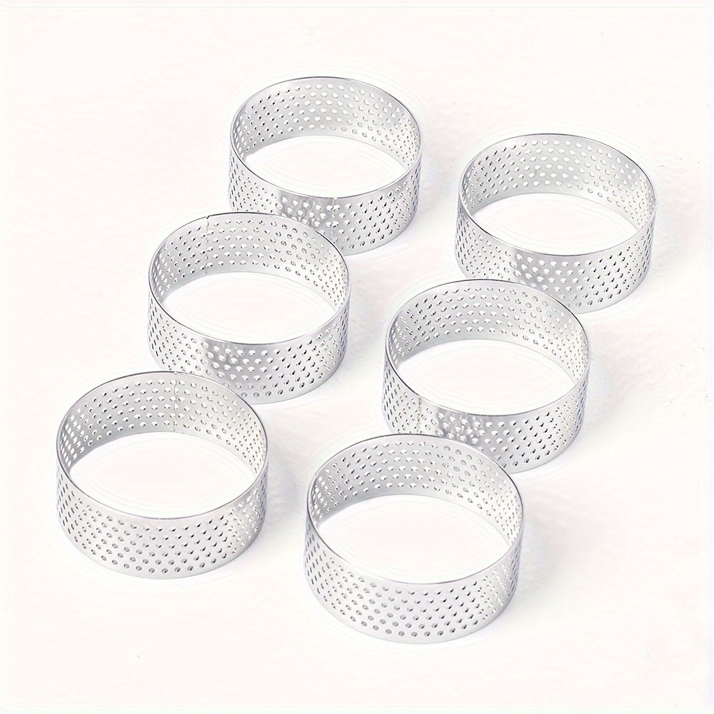 Stainless Steel Tart Ring 5cm Non-Stick Perforated Dessert Mold for Baking