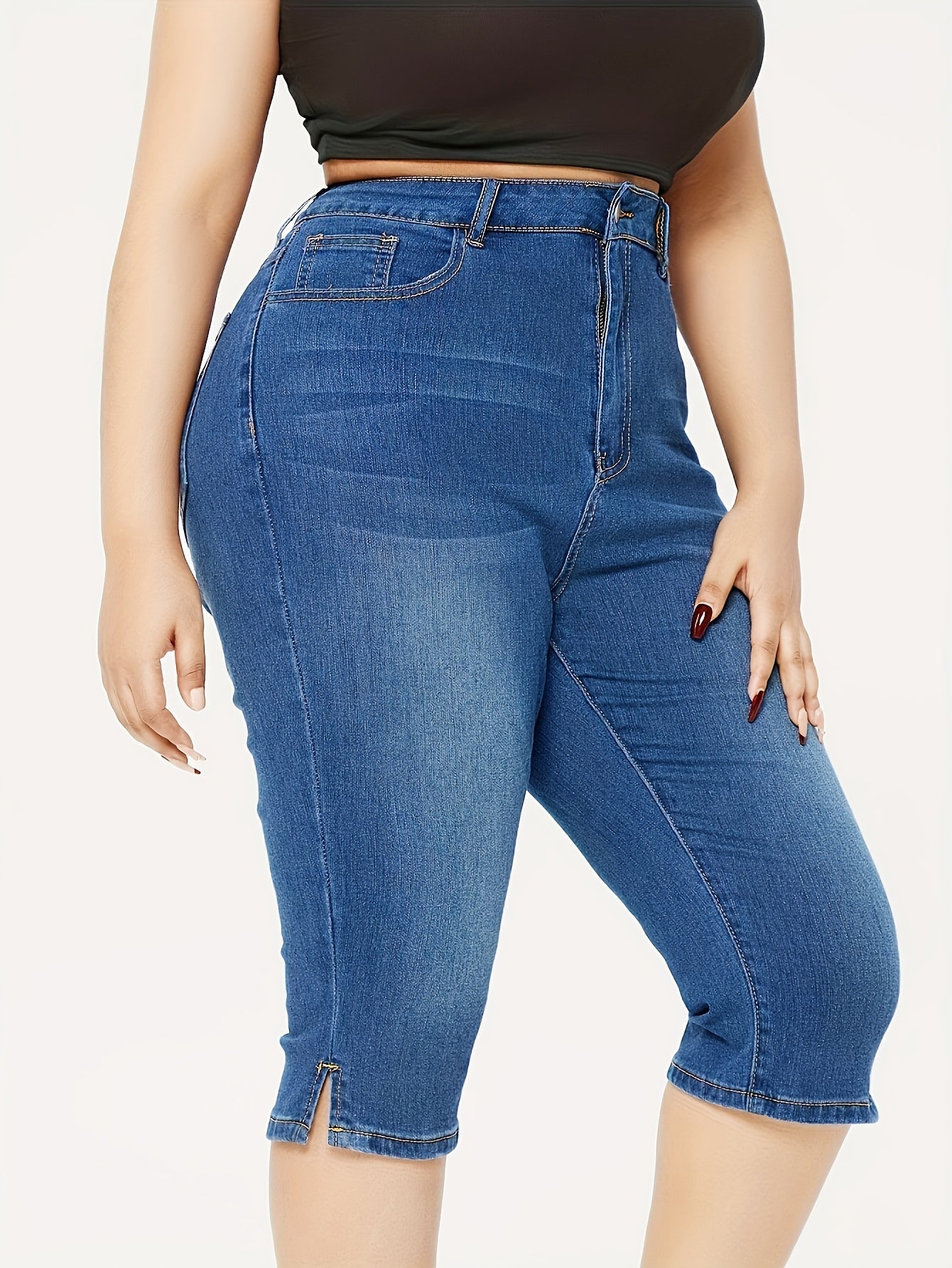 Ayollar uchun kundalik toʻliq Bermuda shortlari, polyester, viskoza, elastan, rayon aralashmasi