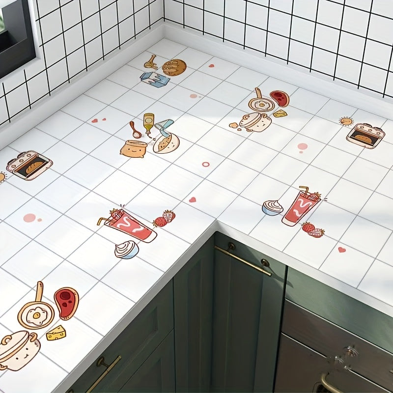 Cartoon Wallpaper Self-Adhesive Waterproof Oil Proof Wall Stickers for Kitchen Living Room Bedroom
