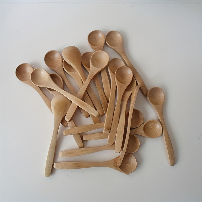 Set of 6 Wooden Long Handle Spoons for Coffee and Cooking
