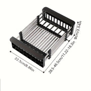 Retractable Stainless Steel Kitchen Drain Rack Sink Shelf for Dishes and Utensils