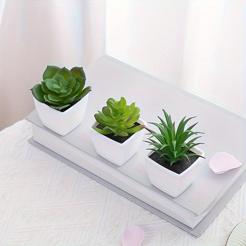 Sun'iy yashil o'simliklar, sukkulentlar, bonsai, uy bezak uchun, 3 ta to'plam