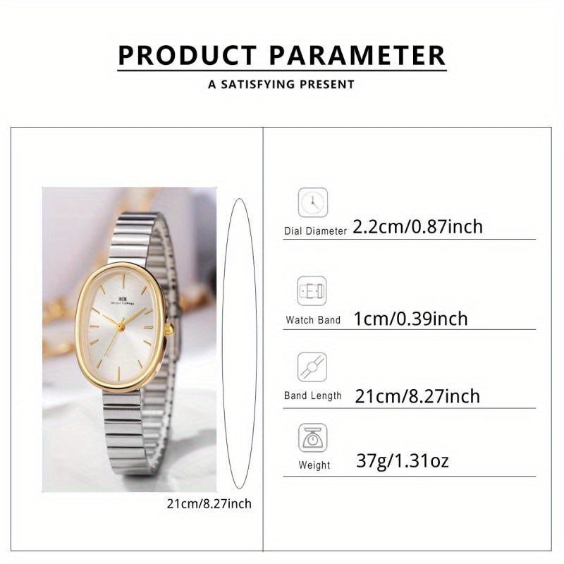 Stylish Forest-Themed Oval Dial Wristwatch for Students with Steel Strap