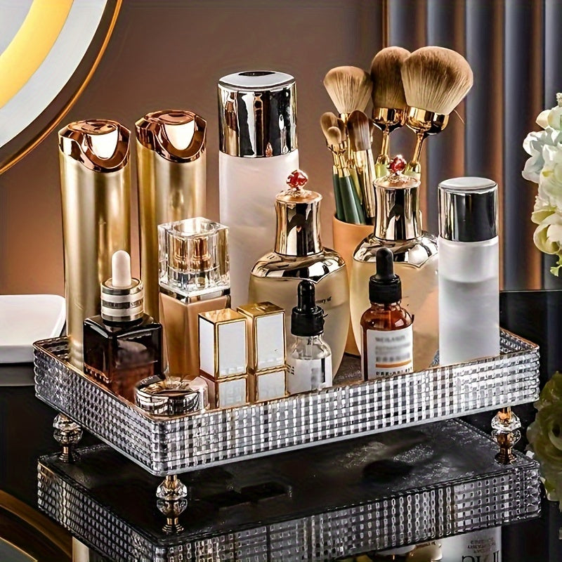 Cosmetic Storage Organizer with Desktop Tray for Perfume and Makeup Bathroom Accessories