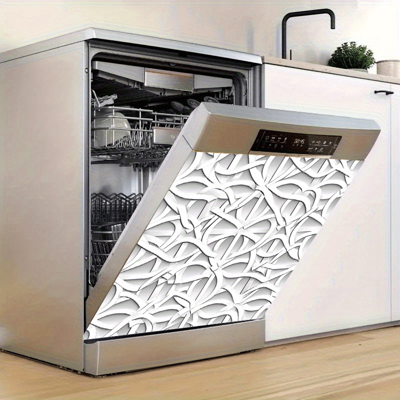 Oq geometrik reliefli suv o'tkazmaydigan PVC idish-tovoq magnit 58.5x65 sm uchun muzlatgich, kir yuvish mashinasi