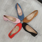 Women's Round Toe Pumps Mid Heel Dress Shoes All-Season Comfortable