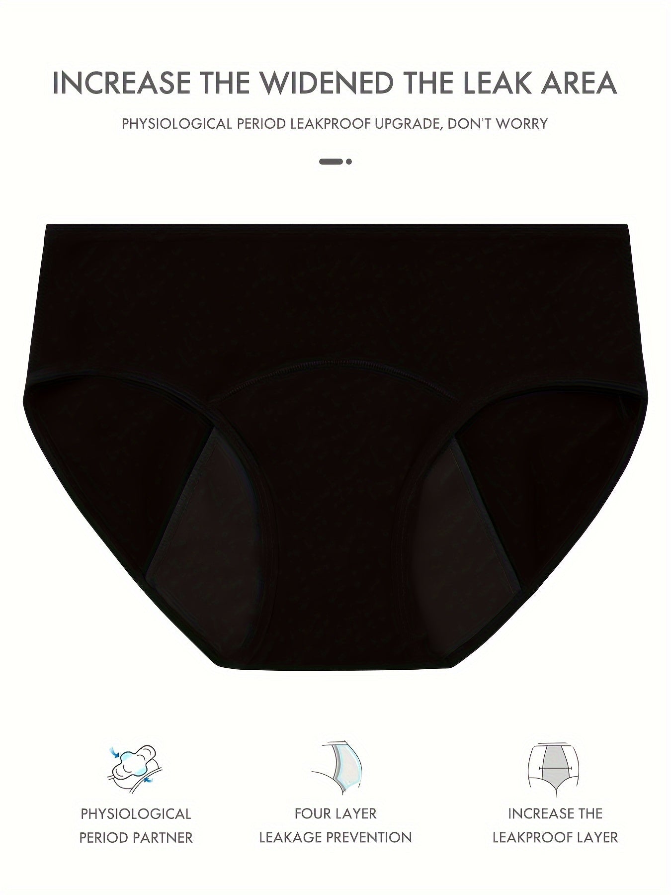 Women Seamless Breathable Period Panties 4 Pack Mid Rise Solid Color