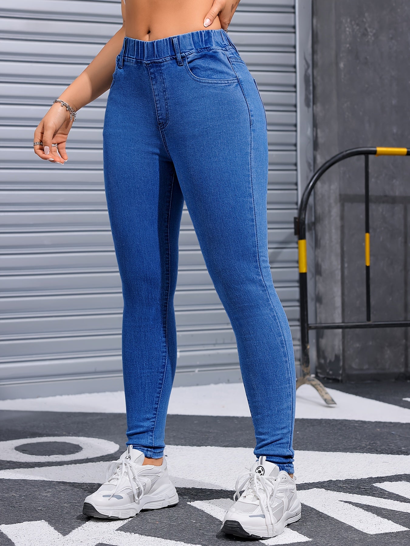 Women's High-Stretch Skinny Jeans Solid Wash Denim Casual All-Season