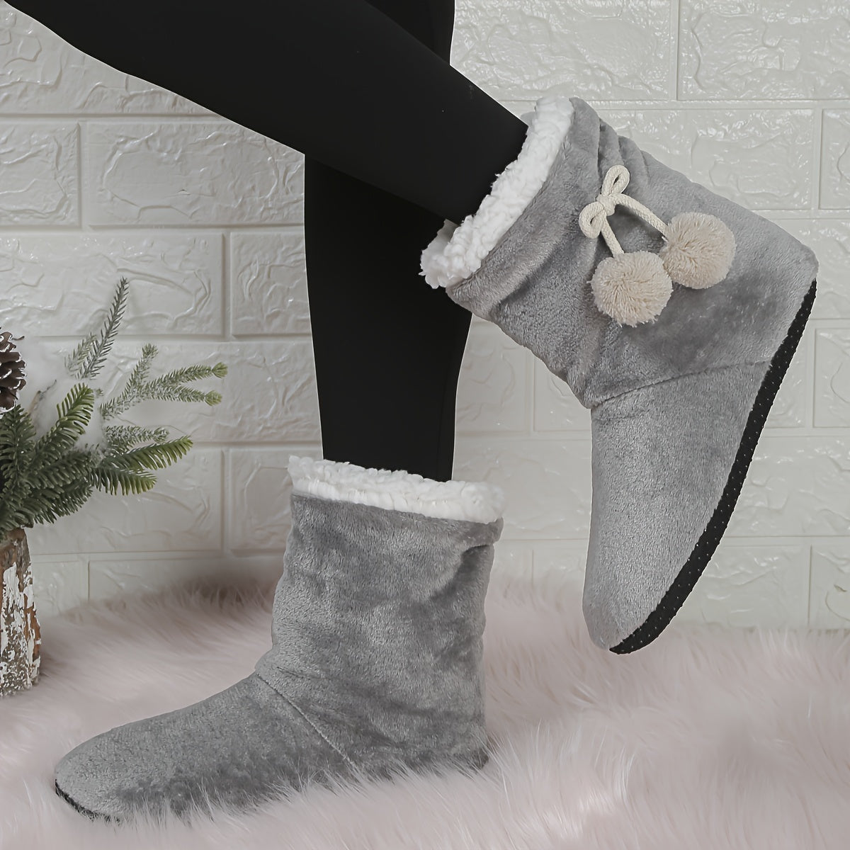 Women's Cozy Knit Slippers Warm Indoor Slide-On Booties