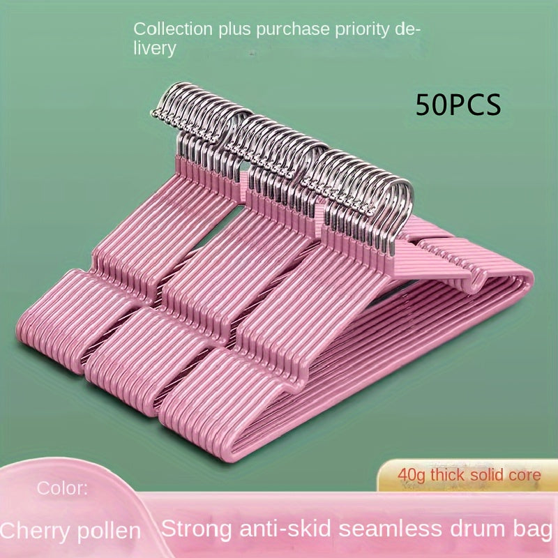 Juego de 50 perchas de ropa con recubrimiento metálico antideslizante para organización de armarios